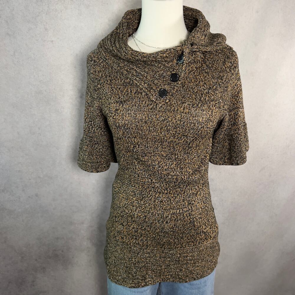 The Limited Short-sleeve Knit Buttoned Cowl Neckline Size Small